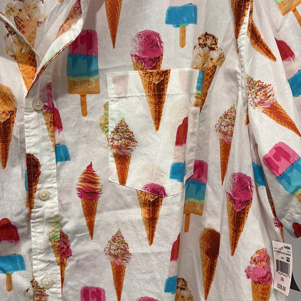 NWT Men’s Edgar & Ash button down short sleeve ice cream shirt 2X - Picture 2 of 6